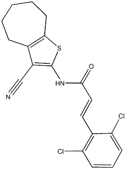 N-(3-cyano-5,6,7,8-tetrahydro-4H-cyclohepta[b]thien-2-yl)-3-(2,6-dichlorophenyl)acrylamide 化学構造式