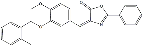 4-{4-methoxy-3-[(2-methylbenzyl)oxy]benzylidene}-2-phenyl-1,3-oxazol-5(4H)-one,354996-07-9,结构式