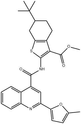 354996-19-3 methyl 6-tert-butyl-2-({[2-(5-methyl-2-furyl)-4-quinolinyl]carbonyl}amino)-4,5,6,7-tetrahydro-1-benzothiophene-3-carboxylate