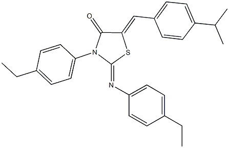 3-(4-ethylphenyl)-2-[(4-ethylphenyl)imino]-5-(4-isopropylbenzylidene)-1,3-thiazolidin-4-one Structure