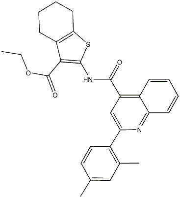 ethyl 2-({[2-(2,4-dimethylphenyl)-4-quinolinyl]carbonyl}amino)-4,5,6,7-tetrahydro-1-benzothiophene-3-carboxylate,354996-70-6,结构式