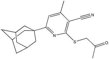 6-(1-adamantyl)-4-methyl-2-[(2-oxopropyl)sulfanyl]nicotinonitrile Structure