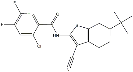 N-[6-(tert-butyl)-3-cyano-4,5,6,7-tetrahydro-1-benzothiophen-2-yl]-2-chloro-4,5-difluorobenzamide 结构式