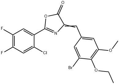 4-(3-bromo-4-ethoxy-5-methoxybenzylidene)-2-(2-chloro-4,5-difluorophenyl)-1,3-oxazol-5(4H)-one,354997-12-9,结构式