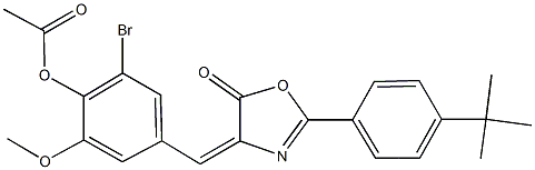 2-bromo-4-[(2-(4-tert-butylphenyl)-5-oxo-1,3-oxazol-4(5H)-ylidene)methyl]-6-methoxyphenyl acetate,354997-15-2,结构式