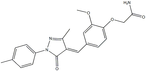 2-(2-methoxy-4-{[3-methyl-1-(4-methylphenyl)-5-oxo-1,5-dihydro-4H-pyrazol-4-ylidene]methyl}phenoxy)acetamide 结构式