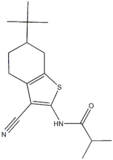 N-(6-tert-butyl-3-cyano-4,5,6,7-tetrahydro-1-benzothien-2-yl)-2-methylpropanamide 化学構造式