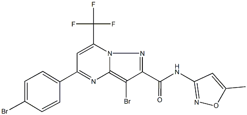 3-bromo-5-(4-bromophenyl)-N-(5-methyl-3-isoxazolyl)-7-(trifluoromethyl)pyrazolo[1,5-a]pyrimidine-2-carboxamide 结构式