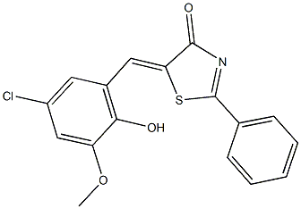 5-(5-chloro-2-hydroxy-3-methoxybenzylidene)-2-phenyl-1,3-thiazol-4(5H)-one,354997-87-8,结构式