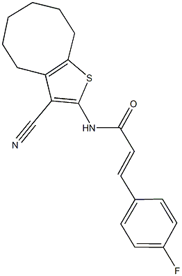 N-(3-cyano-4,5,6,7,8,9-hexahydrocycloocta[b]thien-2-yl)-3-(4-fluorophenyl)acrylamide 结构式