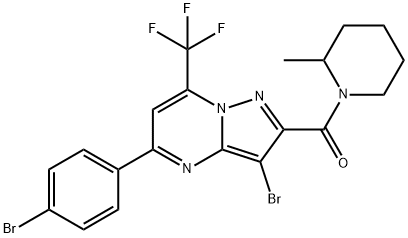 3-bromo-5-(4-bromophenyl)-2-[(2-methyl-1-piperidinyl)carbonyl]-7-(trifluoromethyl)pyrazolo[1,5-a]pyrimidine|