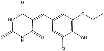 5-(3-chloro-5-ethoxy-4-hydroxybenzylidene)-2-thioxodihydro-4,6(1H,5H)-pyrimidinedione 结构式