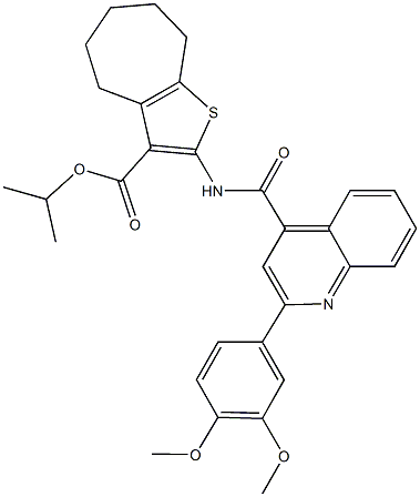 isopropyl 2-({[2-(3,4-dimethoxyphenyl)-4-quinolinyl]carbonyl}amino)-5,6,7,8-tetrahydro-4H-cyclohepta[b]thiophene-3-carboxylate Structure