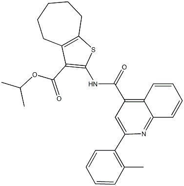 isopropyl 2-({[2-(2-methylphenyl)-4-quinolinyl]carbonyl}amino)-5,6,7,8-tetrahydro-4H-cyclohepta[b]thiophene-3-carboxylate Structure