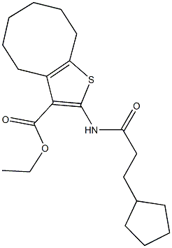 ethyl 2-[(3-cyclopentylpropanoyl)amino]-4,5,6,7,8,9-hexahydrocycloocta[b]thiophene-3-carboxylate 化学構造式