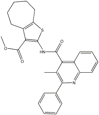 methyl 2-{[(3-methyl-2-phenyl-4-quinolinyl)carbonyl]amino}-5,6,7,8-tetrahydro-4H-cyclohepta[b]thiophene-3-carboxylate Structure