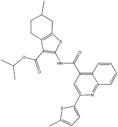 isopropyl 6-methyl-2-({[2-(5-methyl-2-thienyl)-4-quinolinyl]carbonyl}amino)-4,5,6,7-tetrahydro-1-benzothiophene-3-carboxylate Structure