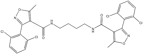 3-(2,6-dichlorophenyl)-N-[4-({[3-(2,6-dichlorophenyl)-5-methyl-4-isoxazolyl]carbonyl}amino)butyl]-5-methyl-4-isoxazolecarboxamide Struktur