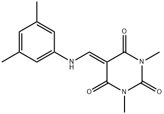 5-[(3,5-dimethylanilino)methylene]-1,3-dimethyl-2,4,6(1H,3H,5H)-pyrimidinetrione 结构式