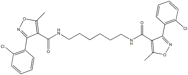 3-(2-chlorophenyl)-N-[6-({[3-(2-chlorophenyl)-5-methyl-4-isoxazolyl]carbonyl}amino)hexyl]-5-methyl-4-isoxazolecarboxamide Structure