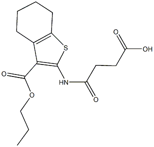 4-oxo-4-{[3-(propoxycarbonyl)-4,5,6,7-tetrahydro-1-benzothien-2-yl]amino}butanoic acid Struktur