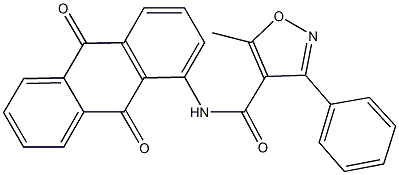 N-(9,10-dioxo-9,10-dihydro-1-anthracenyl)-5-methyl-3-phenyl-4-isoxazolecarboxamide,355001-64-8,结构式