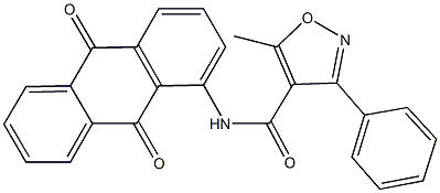 N-(9,10-dioxo-9,10-dihydro-1-anthracenyl)-5-methyl-3-phenyl-4-isoxazolecarboxamide 化学構造式