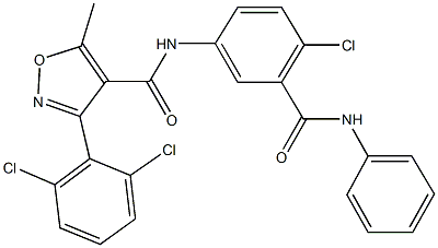 N-[3-(anilinocarbonyl)-4-chlorophenyl]-3-(2,6-dichlorophenyl)-5-methyl-4-isoxazolecarboxamide Struktur