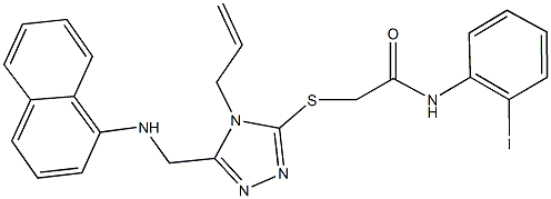 2-({4-allyl-5-[(1-naphthylamino)methyl]-4H-1,2,4-triazol-3-yl}sulfanyl)-N-(2-iodophenyl)acetamide Structure