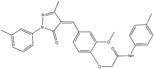 2-(2-methoxy-4-{[3-methyl-1-(3-methylphenyl)-5-oxo-1,5-dihydro-4H-pyrazol-4-ylidene]methyl}phenoxy)-N-(4-methylphenyl)acetamide Structure