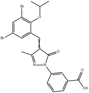 3-[4-(3,5-dibromo-2-isopropoxybenzylidene)-3-methyl-5-oxo-4,5-dihydro-1H-pyrazol-1-yl]benzoic acid Structure