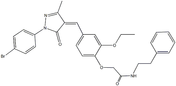 2-(4-{[1-(4-bromophenyl)-3-methyl-5-oxo-1,5-dihydro-4H-pyrazol-4-ylidene]methyl}-2-ethoxyphenoxy)-N-(2-phenylethyl)acetamide Structure