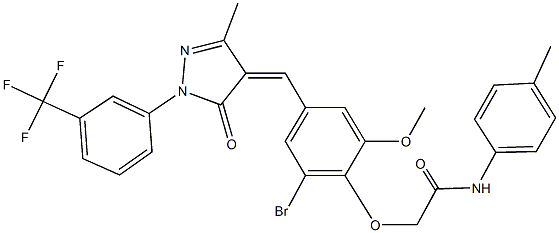 2-[2-bromo-6-methoxy-4-({3-methyl-5-oxo-1-[3-(trifluoromethyl)phenyl]-1,5-dihydro-4H-pyrazol-4-ylidene}methyl)phenoxy]-N-(4-methylphenyl)acetamide Structure