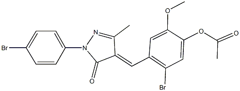 5-bromo-4-{[1-(4-bromophenyl)-3-methyl-5-oxo-1,5-dihydro-4H-pyrazol-4-ylidene]methyl}-2-methoxyphenyl acetate Structure
