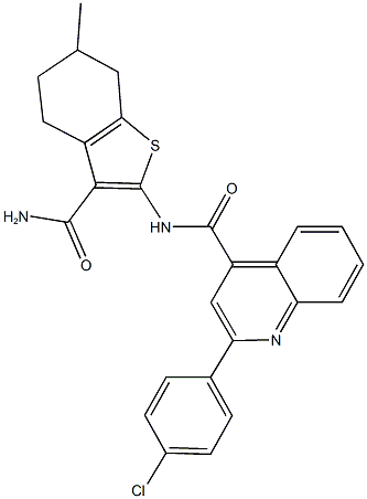 N-[3-(aminocarbonyl)-6-methyl-4,5,6,7-tetrahydro-1-benzothien-2-yl]-2-(4-chlorophenyl)-4-quinolinecarboxamide|