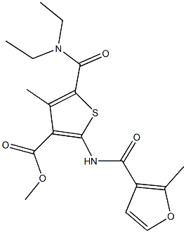 methyl 5-[(diethylamino)carbonyl]-4-methyl-2-[(2-methyl-3-furoyl)amino]-3-thiophenecarboxylate Structure