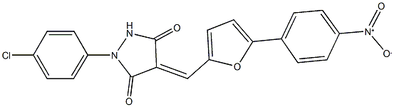 1-(4-chlorophenyl)-4-[(5-{4-nitrophenyl}-2-furyl)methylene]-3,5-pyrazolidinedione Struktur