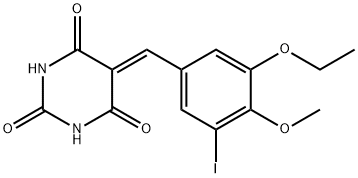 5-(3-ethoxy-5-iodo-4-methoxybenzylidene)-2,4,6(1H,3H,5H)-pyrimidinetrione 化学構造式