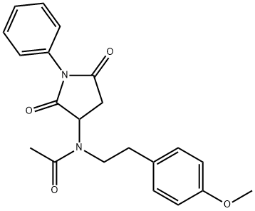 N-(2,5-dioxo-1-phenyl-3-pyrrolidinyl)-N-[2-(4-methoxyphenyl)ethyl]acetamide 结构式