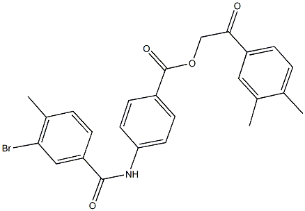 2-(3,4-dimethylphenyl)-2-oxoethyl 4-[(3-bromo-4-methylbenzoyl)amino]benzoate 结构式