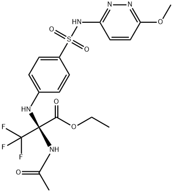 ethyl 2-(acetylamino)-3,3,3-trifluoro-2-(4-{[(6-methoxy-3-pyridazinyl)amino]sulfonyl}anilino)propanoate|