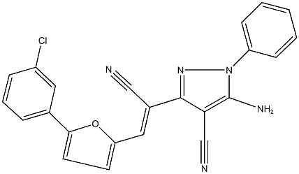 5-amino-3-{2-[5-(3-chlorophenyl)-2-furyl]-1-cyanovinyl}-1-phenyl-1H-pyrazole-4-carbonitrile Structure