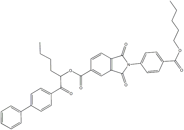 1-([1,1'-biphenyl]-4-ylcarbonyl)pentyl 1,3-dioxo-2-{4-[(pentyloxy)carbonyl]phenyl}-5-isoindolinecarboxylate Structure