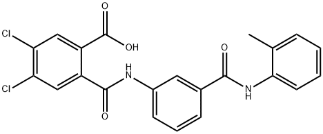 4,5-dichloro-2-{[3-(2-toluidinocarbonyl)anilino]carbonyl}benzoic acid 化学構造式