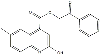 2-oxo-2-phenylethyl 2-hydroxy-6-methyl-4-quinolinecarboxylate Struktur