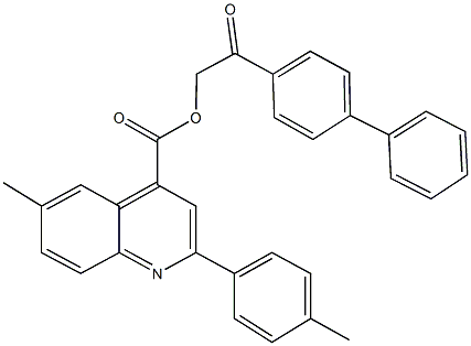 2-[1,1'-biphenyl]-4-yl-2-oxoethyl 6-methyl-2-(4-methylphenyl)-4-quinolinecarboxylate,355394-24-0,结构式