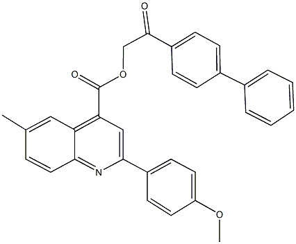 2-[1,1'-biphenyl]-4-yl-2-oxoethyl 2-(4-methoxyphenyl)-6-methyl-4-quinolinecarboxylate 化学構造式