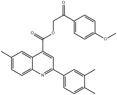 2-(4-methoxyphenyl)-2-oxoethyl 2-(3,4-dimethylphenyl)-6-methyl-4-quinolinecarboxylate 化学構造式