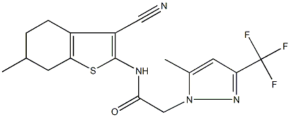 N-(3-cyano-6-methyl-4,5,6,7-tetrahydro-1-benzothien-2-yl)-2-[5-methyl-3-(trifluoromethyl)-1H-pyrazol-1-yl]acetamide Structure