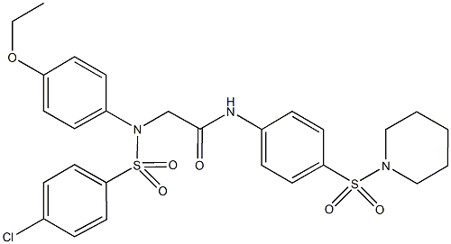 2-{[(4-chlorophenyl)sulfonyl]-4-ethoxyanilino}-N-[4-(piperidin-1-ylsulfonyl)phenyl]acetamide 结构式